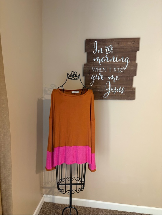 Haptics Tops - Haptics by Holly Harper Rust Colorblock Tunic